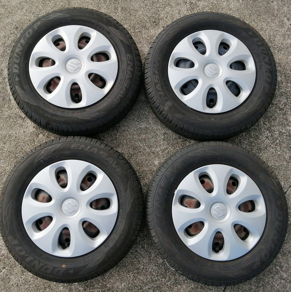 鉄ホイール 夏タイヤ付 4本セット 13インチ 145/80R13 DUNLOP ENASAVE
