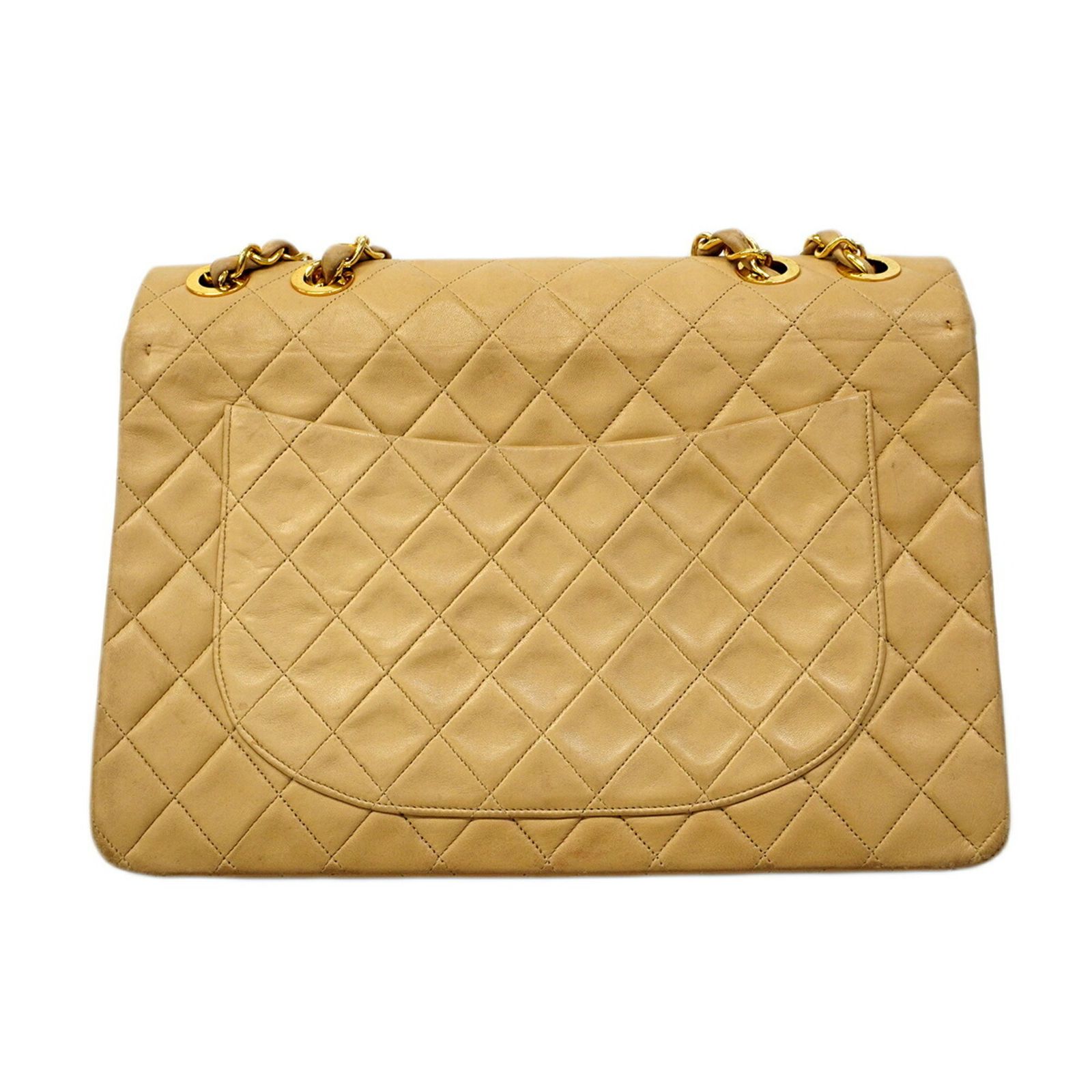 シャネル(Chanel) シャネル ショルダーバッグ デカマトラッセ Wチェーン ラムスキン ベージュ レディース