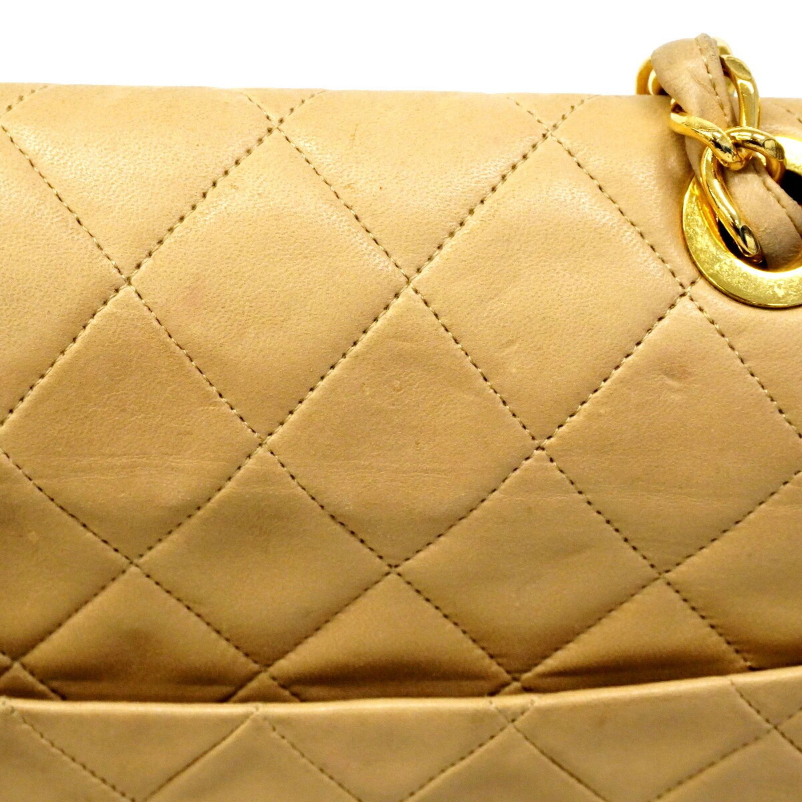 シャネル(Chanel) シャネル ショルダーバッグ デカマトラッセ Wチェーン ラムスキン ベージュ レディース