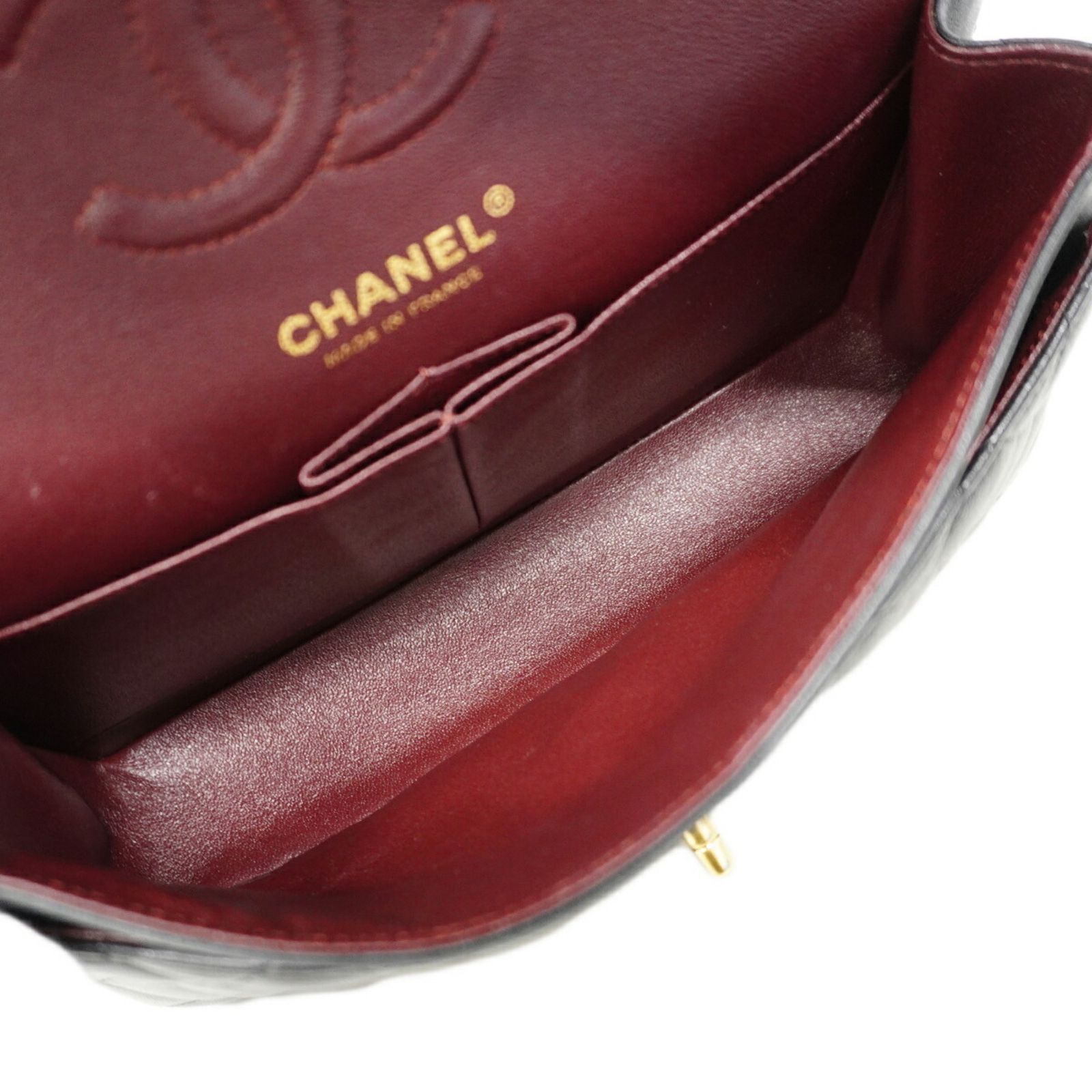 シャネル(Chanel) シャネル ショルダーバッグ マトラッセ Wフラップ Wチェーン ラムスキン ブラック レディース