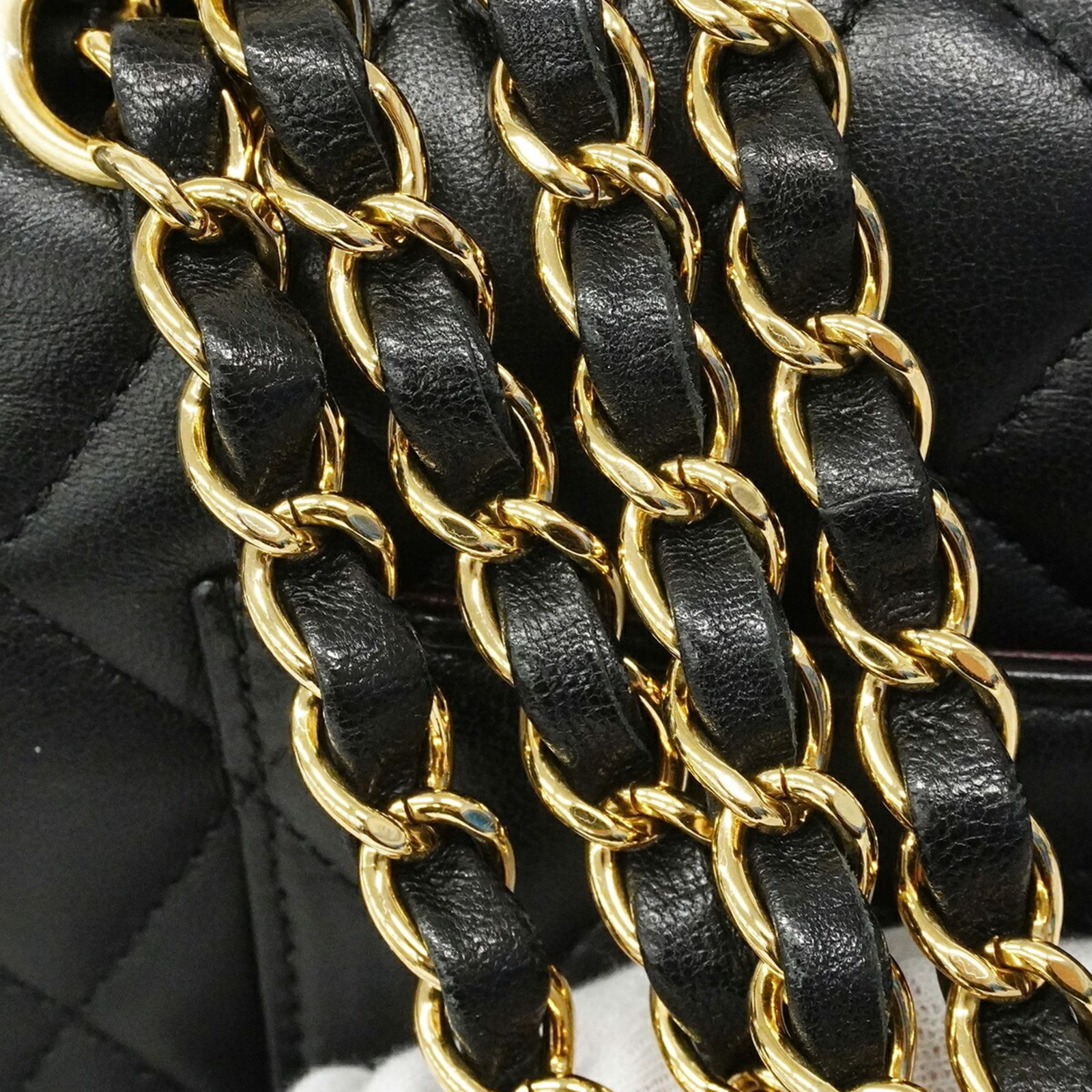 シャネル(Chanel) シャネル ショルダーバッグ マトラッセ Wフラップ Wチェーン ラムスキン ブラック レディース