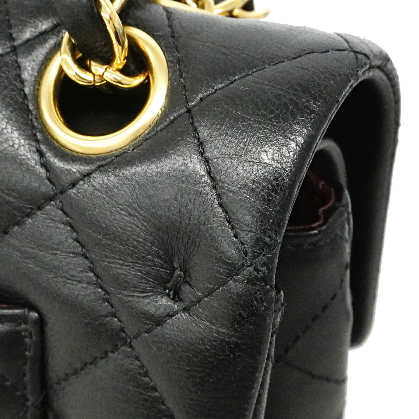 シャネル(Chanel) シャネル ショルダーバッグ マトラッセ Wフラップ Wチェーン ラムスキン ブラック レディース