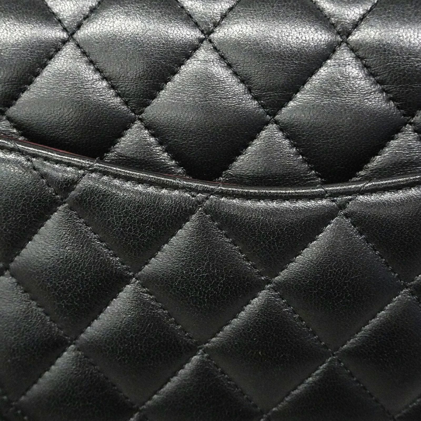 シャネル(Chanel) シャネル ショルダーバッグ マトラッセ Wフラップ Wチェーン ラムスキン ブラック レディース