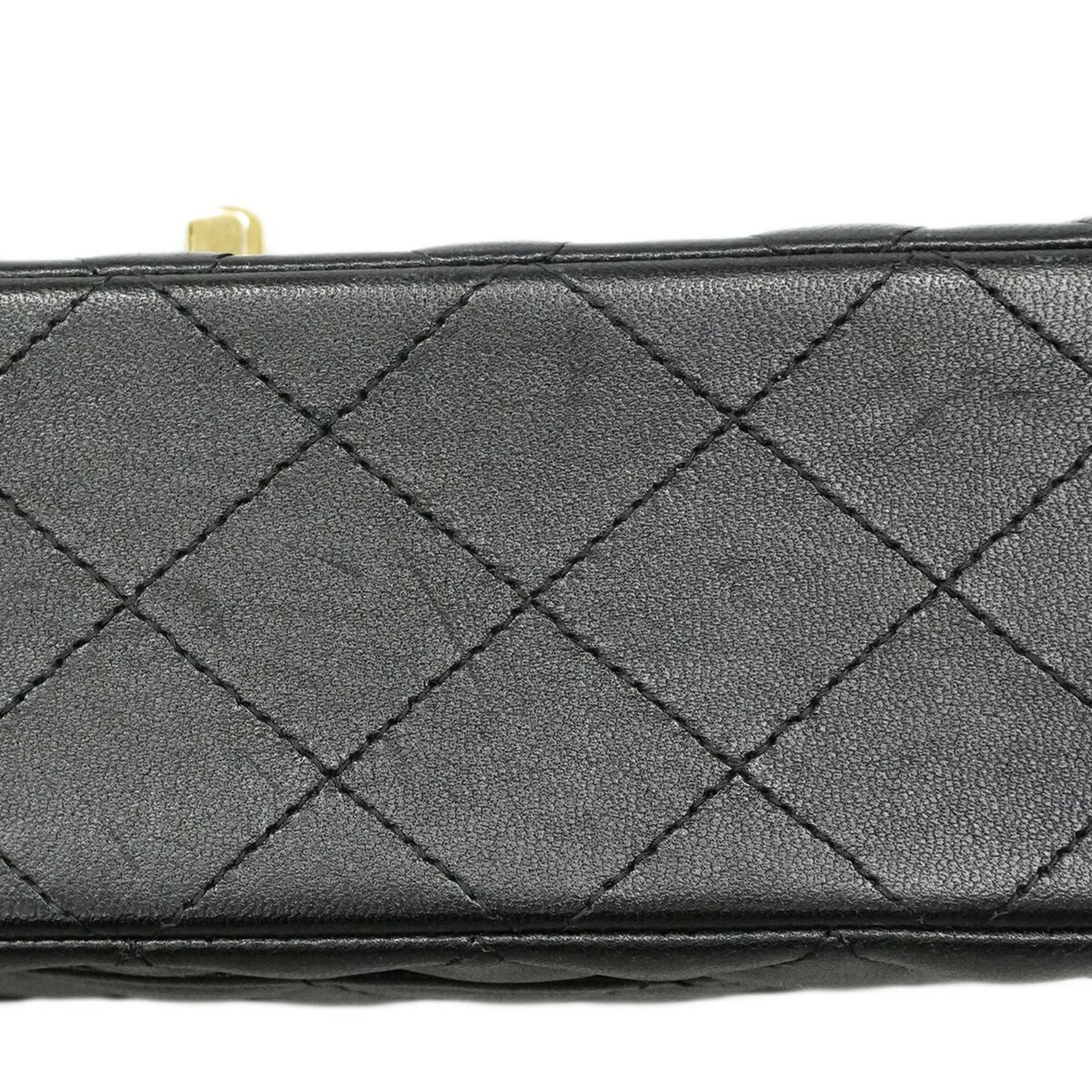 シャネル(Chanel) シャネル ショルダーバッグ マトラッセ Wフラップ Wチェーン ラムスキン ブラック レディース