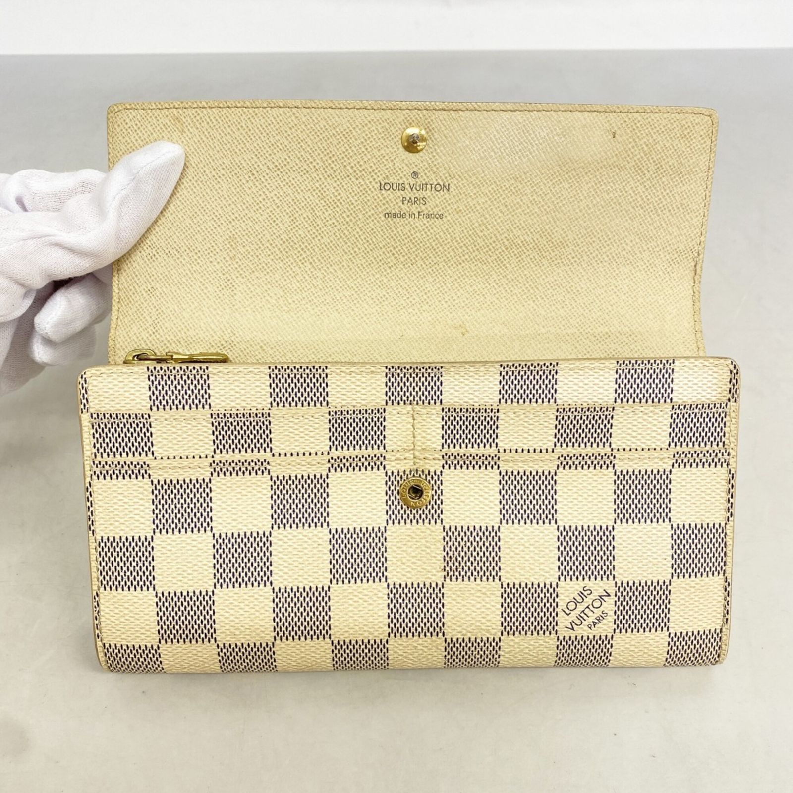 ルイ・ヴィトン(Louis Vuitton) ルイ・ヴィトン 長財布 ダミエ・アズール ポルトフォイユサラ N61735 ホワイトレディース