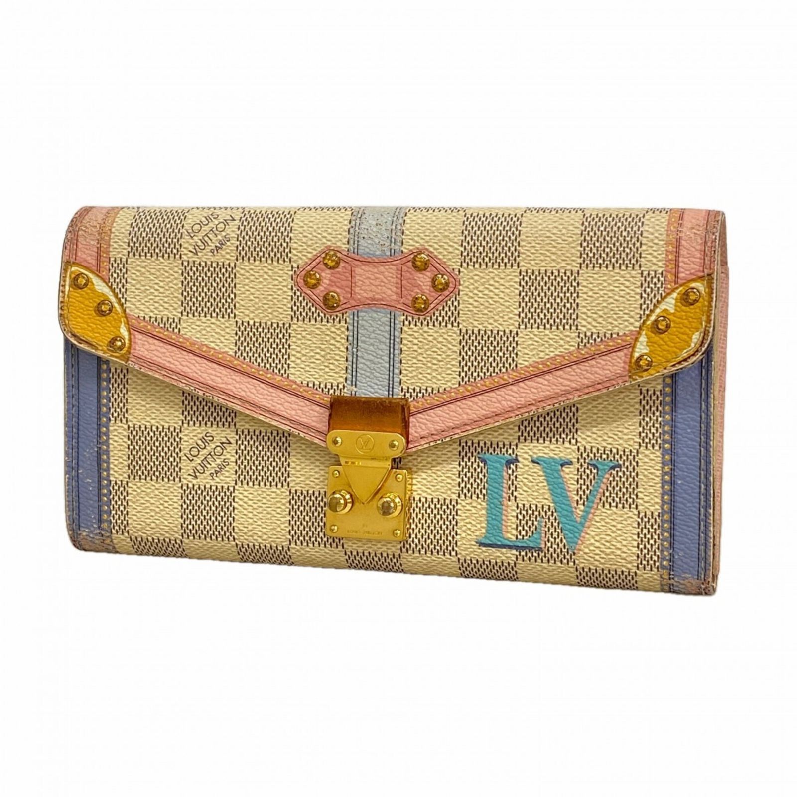 ルイ・ヴィトン(Louis Vuitton) ルイ・ヴィトン 長財布 ダミエ・アズール サマートランク ポルトフォイユサラ N60119 ホワイトレディース