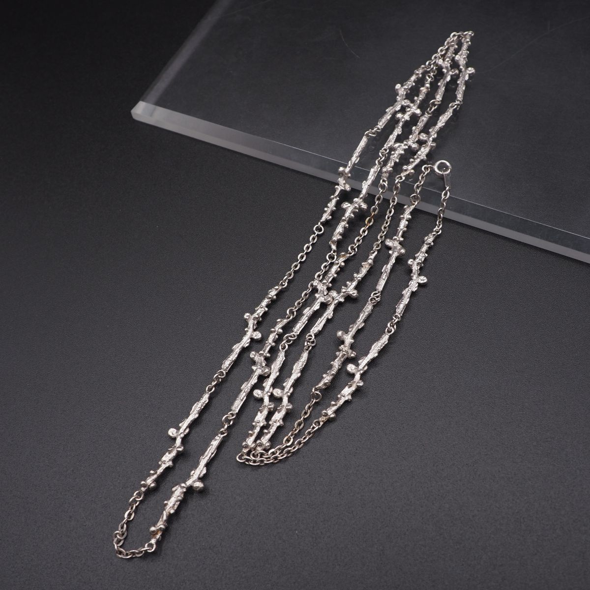 X720 ヴィンテージ STERLING SILVER刻印 ロング ネックレス デザイン シルバー