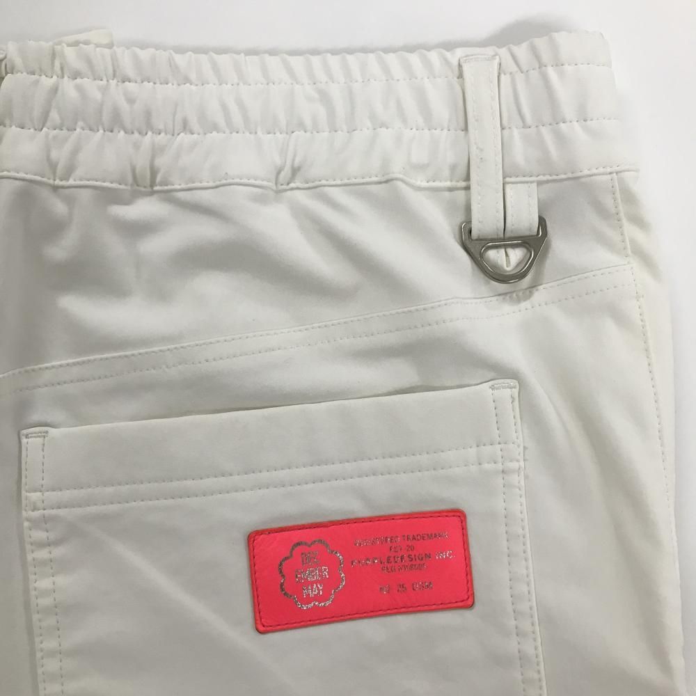 美品】ディセンバーメイ ストレッチパンツ 白×黒 裾黒ライン 後ろ