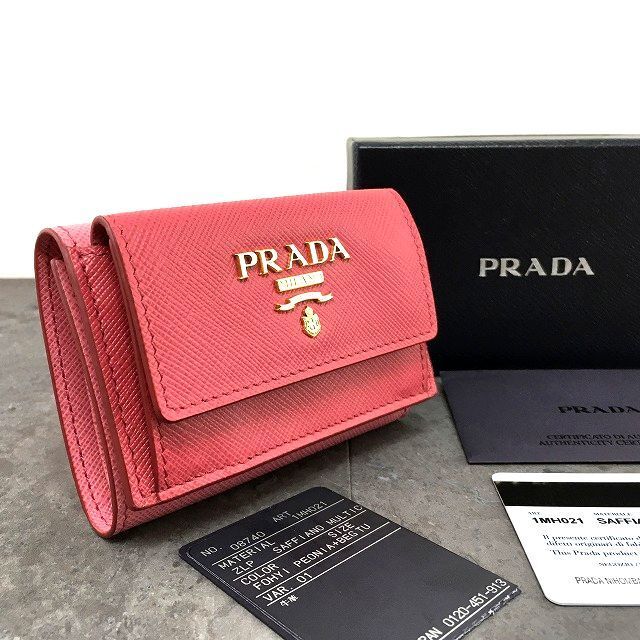 未使用品 PRADA 三つ折り財布 1MH021 サフィアーノ ピンク 190