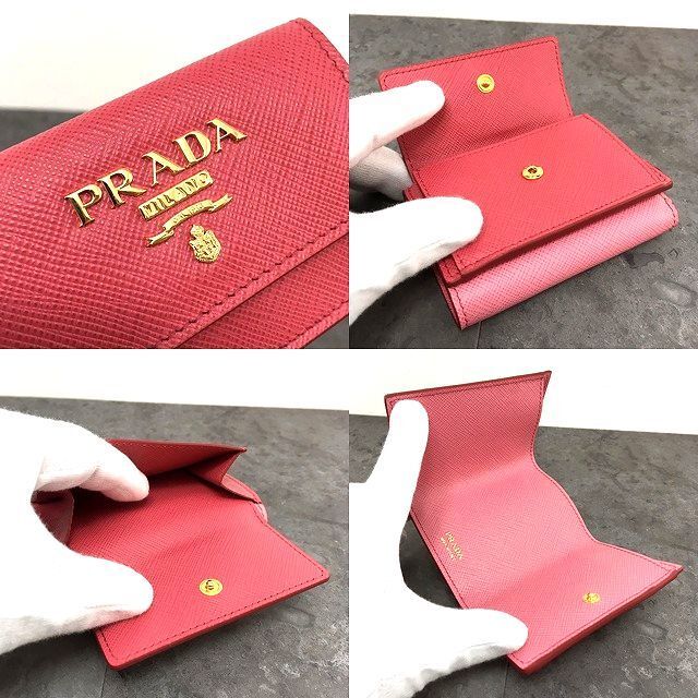 未使用品 PRADA 三つ折り財布 1MH021 サフィアーノ ピンク 190 未使用品 PRADA 三つ折り財布 1MH021 サフィアーノ ピンク 190