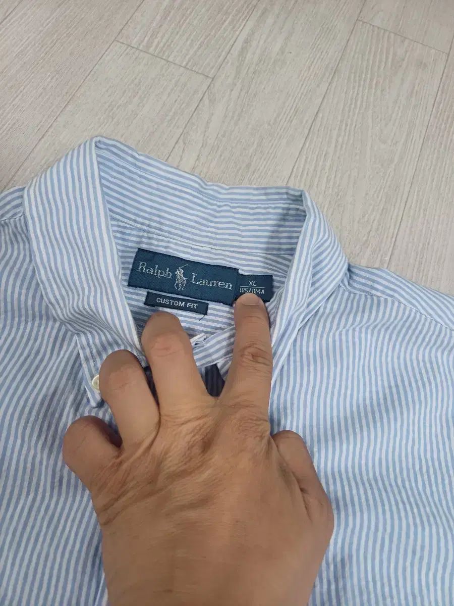 ポロ ラルフローレン メンズ ストライプ シアサッカー シャツ ブルー XL サイズ