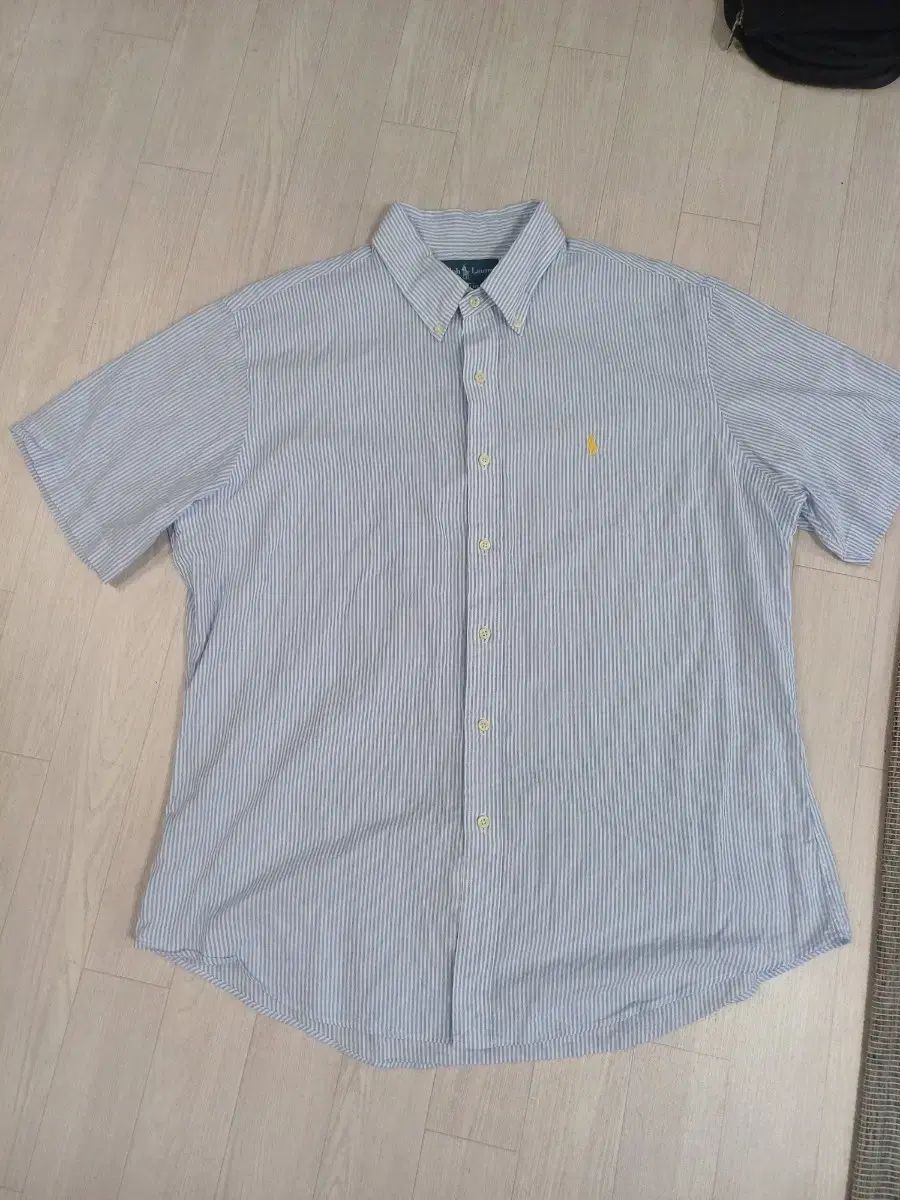 ポロ ラルフローレン メンズ ストライプ シアサッカー シャツ ブルー XL サイズ