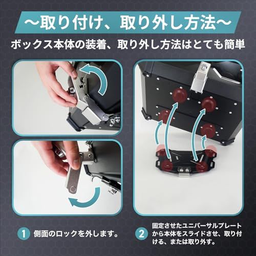 【新品】【キャンプツーリングの、お供にも。】 バイク リアボックス ABS 大容量 トップケース 軽量 【JAPAN BRAND】 (オールブラック, 45L) 15238d82