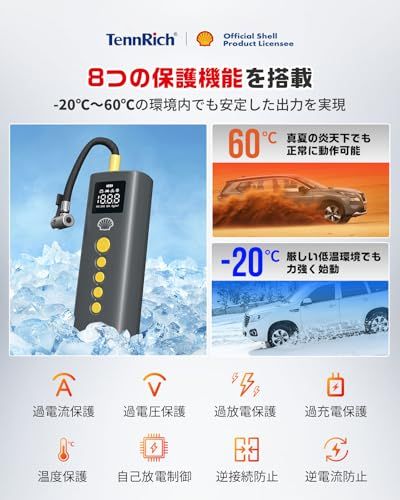 【新品】Shell シェル 電動空気入れ 6000mAh 大容量バッテリー 最大圧力150PSI 自転車 空気入れ バイク 車 用 エアコンプレッサー 小型 Type-C 充電式 コードレス 自動停止 低騒音 仏/英/米式バルブ対応 SOS/ 92ce926a