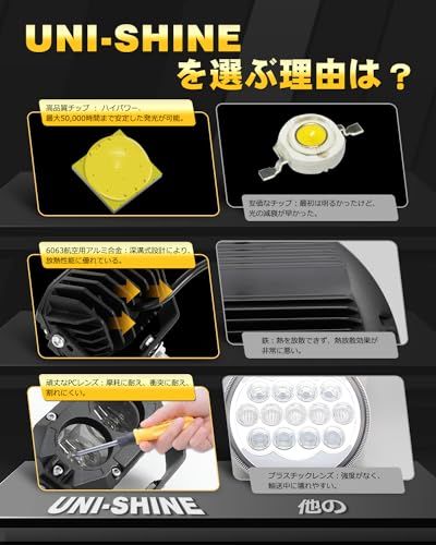 【新品】UNI-SHINE LED作業灯 12V/24V 車用 ワークライト 爆光 IP68防水 フォグランプ 補助灯 60W 6500K 16000LM LED トラック/自動車/バイク/農業機械汎用 2個 7dc69c9d 【新品】UNI-SHINE LED作業灯 12V/24V 車用 ワークライト 爆光 IP68防水 フォグランプ 補助灯 60W 6500K 16000LM LED トラック/自動車/バイク/農業機械汎用 2個 7dc69c9d