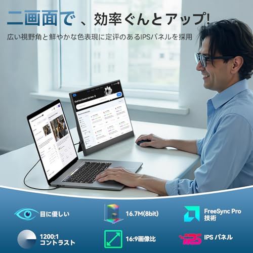 【新品】モバイルモニター 15.6インチ モバイルディスプレイ 1920*1080 ポータブルモニター IPS液晶パネル ブルーカット 自立スタンド VESA スピーカ内蔵 USBType-C ミニHDMI Sw-itch/PS3/PS4/P 50c956c8