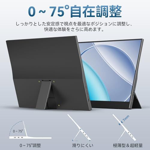 【新品】モバイルモニター 15.6インチ モバイルディスプレイ 1920*1080 ポータブルモニター IPS液晶パネル ブルーカット 自立スタンド VESA スピーカ内蔵 USBType-C ミニHDMI Sw-itch/PS3/PS4/P 50c956c8