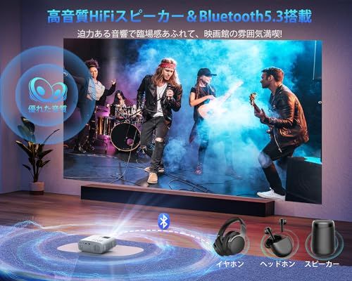 【新品】【2027技術革新版先行発売&明るさプラス＆超小型】 プロジェクター 小型 高輝度30000LM 家庭用 1080P 5GWiFi&Bluetooth5.3 短距離投影 4K対応 300インチ大画面 ホームプロジェクター 天井投影 H d67016a8