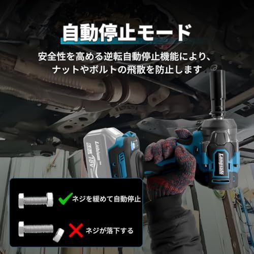 【新品】マキタ 互換 充電式 インパクトレンチ 450N ソケット3種 収納ケース セット ブラシレスモーター リングライト 搭載 タイヤ交換 電動 コードレス 18V バッテリー対応 本体のみ Longsafe (IPW02-BL) (本体 7b27f62e