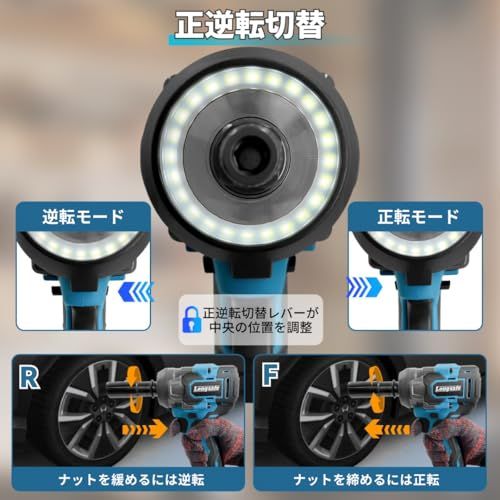 【新品】マキタ 互換 充電式 インパクトレンチ 450N ソケット3種 収納ケース セット ブラシレスモーター リングライト 搭載 タイヤ交換 電動 コードレス 18V バッテリー対応 本体のみ Longsafe (IPW02-BL) (本体 7b27f62e