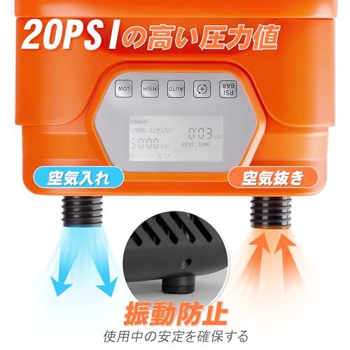 【新品】電動エアーポンプ sup用 電動空気入れ カヤック 20PSI 電動ポンプ ゴムボート 空気抜き 自動停止 過熱保護 日光可読lcd 7種類のノズル付 ハンドル付 携帯ポンプ 空気入れ 電動 DC12-14.4Vシガーライター給電式 5228c12f
