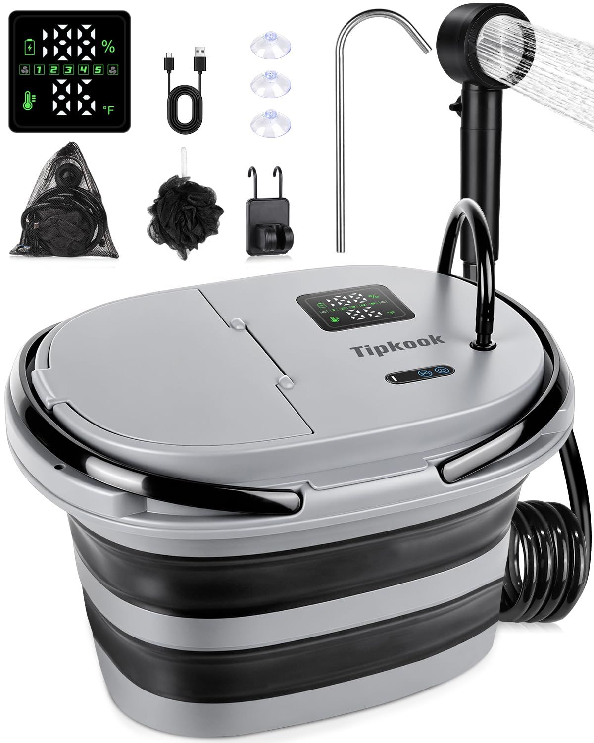 【新品】ポータブルシャワー【13000mAh & 一体型】Tipkook 電動シャワー 20L折り畳み式バケツ型アウトドアシャワーポンプ USB充電式 5段階のスピード調整 デ ジタル画面 水流量無段階調節 収納袋付き アウトドア 簡易シャワ d590b701 【新品】ポータブルシャワー【13000mAh & 一体型】Tipkook 電動シャワー 20L折り畳み式バケツ型アウトドアシャワーポンプ USB充電式 5段階のスピード調整 デ ジタル画面 水流量無段階調節 収納袋付き アウトドア 簡易シャワ d590b701