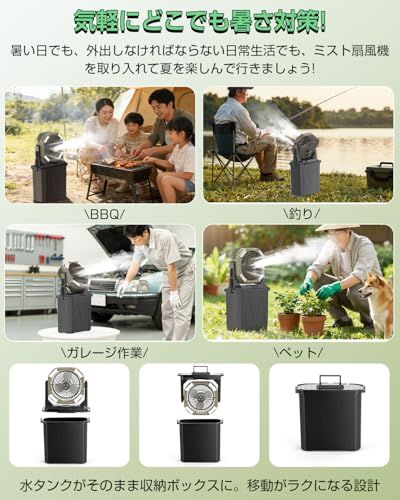【新品】ミスト キャンプ 扇風機 40000mAh大容量 アウトドア ファン 【扇風機単体使用可能】ミスト機能 静音 充電式 瞬間冷却 10L水タンク 緊急 卓上扇風機 パワフルコードレスサーキュレーター 上下首振り 照明付き 超長時間連続使 2e201b24
