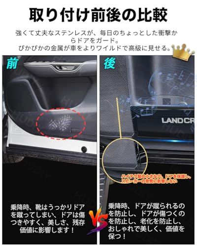【新品】ランドクルーザー 250 専用 ドアキックガード ドアトリムカバー ステンレス材質 ランクル 250 LC250 対応 傷防止・汚れ防止 カスタムロゴ刻印 ブラック 日本語説明書付き 4 点セット (ブラック) 59d6062f