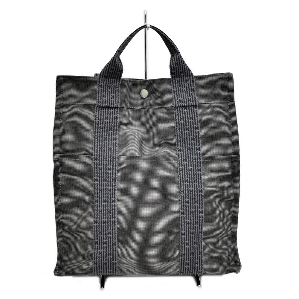 【名東】エルメス エールライン アド MM グレー キャンバス シルバー金具 リュックサック バックパック デイパック 男女兼用