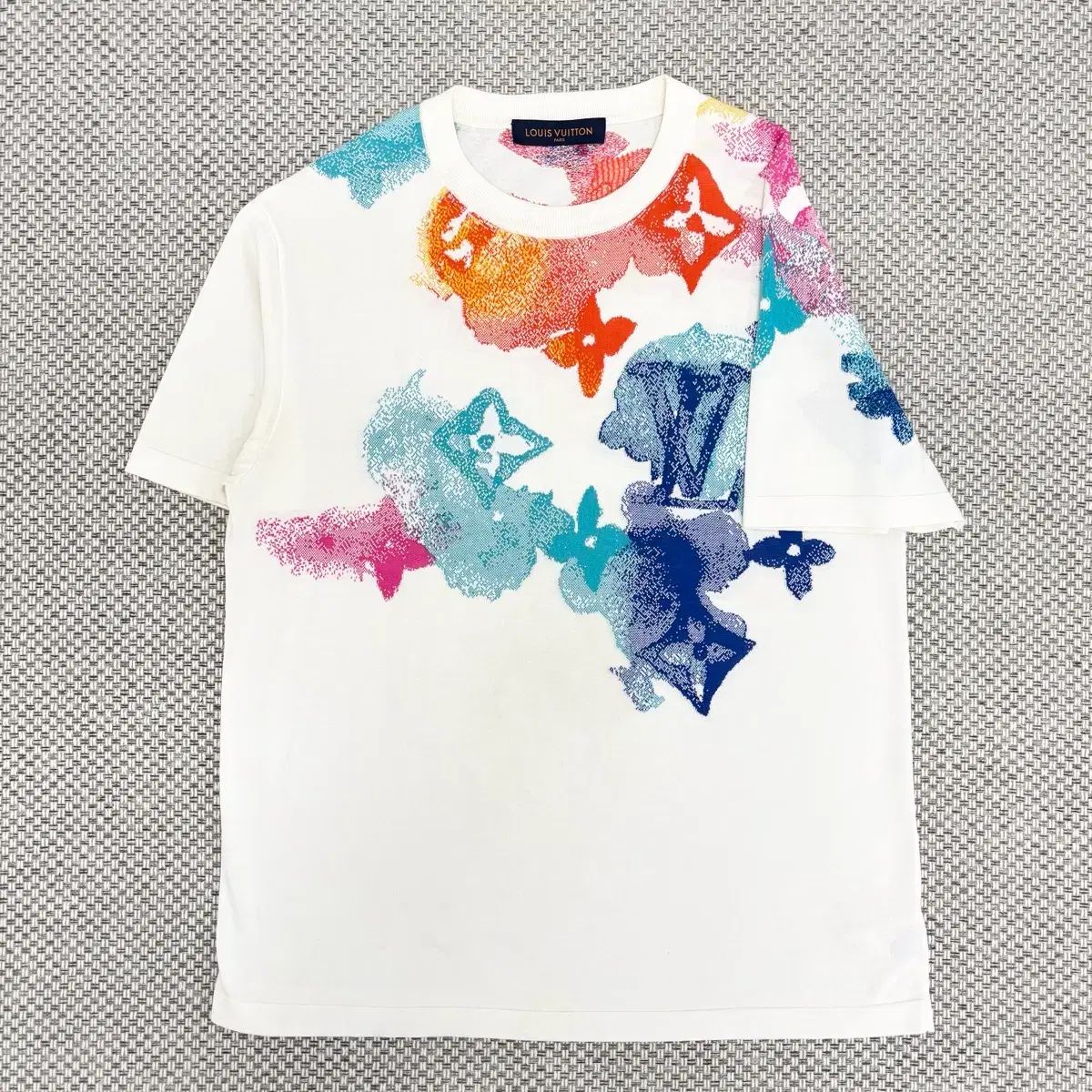 L ルイヴィトン LVロゴ ウォーターCOLOR ニット 半袖Tシャツ