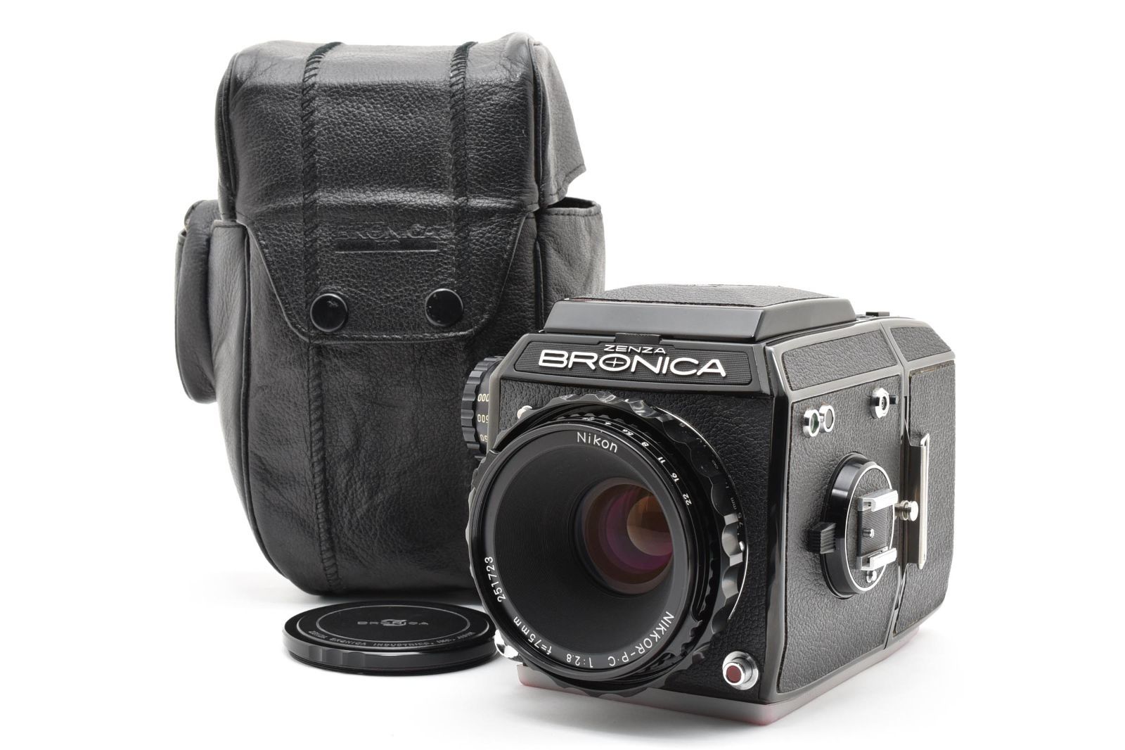 ■ 美品 ■ ゼンザ ブロニカ　ZENZA BRONICA EC ブラック NIKKOR-P・C 75mm F2.8 《動作確認済・ケース・レンズキャップ・底カバー》#A1308