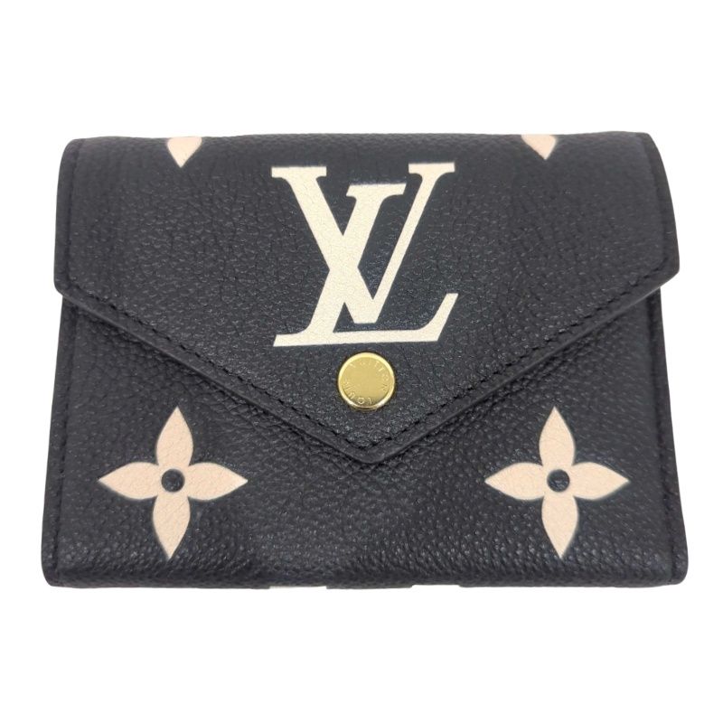 LOUIS VUITTON ポルトフォイユ･ヴィクトリーヌ M80968 ブラック ベージュ モノグラム アンプラント レザー 【新品】 12606K146