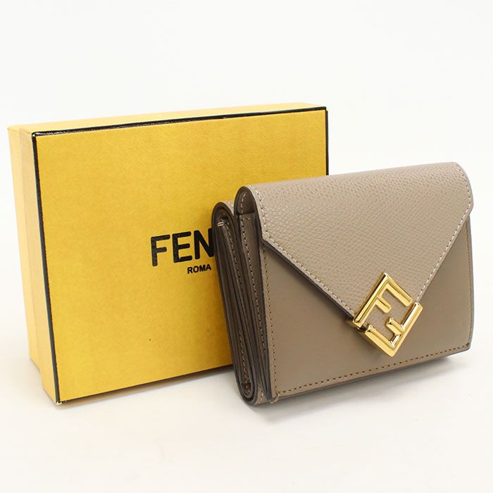 FENDI フェンディ FFダイヤモンド 8M0480 三つ折り財布 カーフ【中古】 レディース