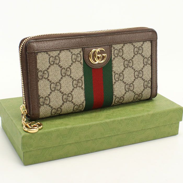 GUCCI グッチ ジップアラウンドウォレット オフィディア 523154 長財布ラウンドファスナー GGスプリーム/レザー【中古】 レディース