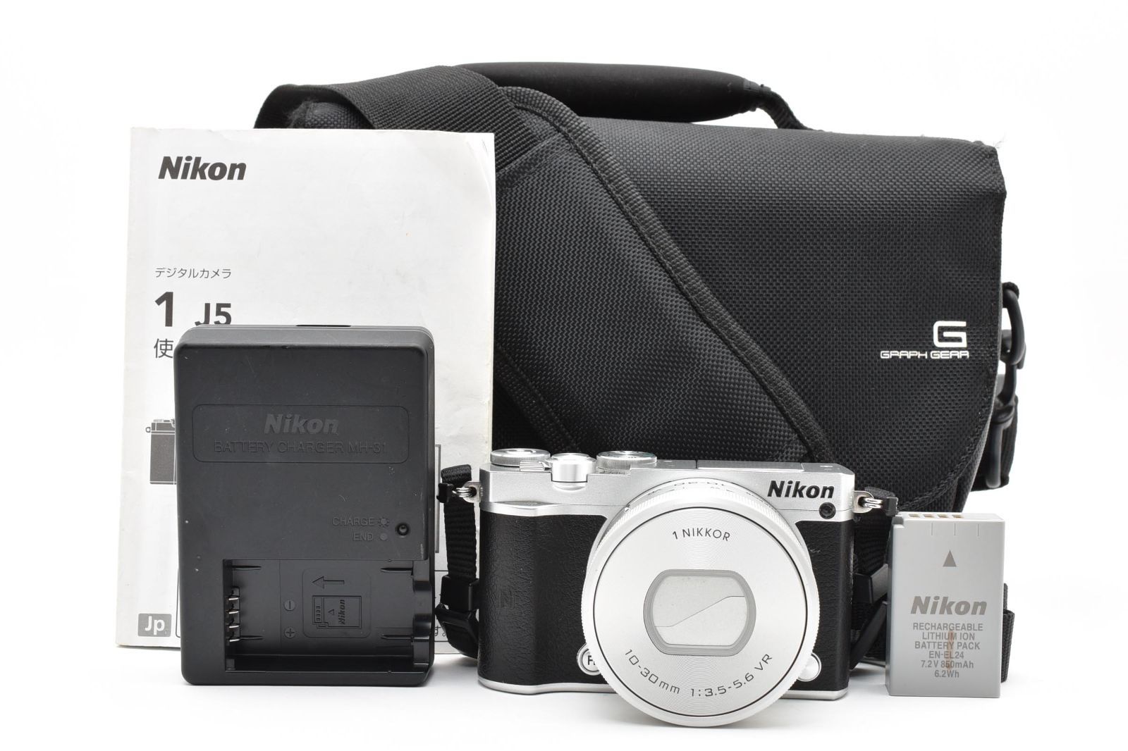 ■ 美品 ■ ニコン　Nikon 1 J5 シルバー ＋ 1 NIKKOR 10-30mm 1:3.5-5.6 VR 《動作確認済》 標準 パワーズームレンズキット #A1314