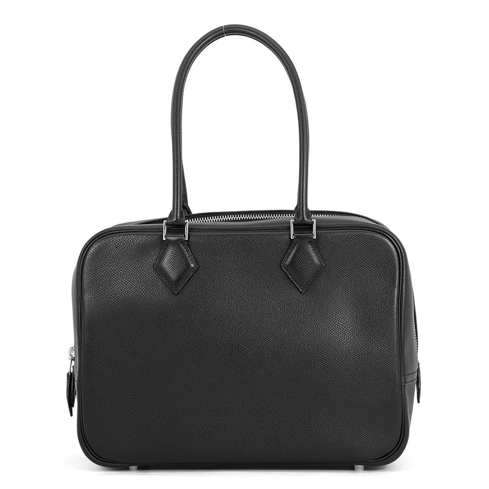 エルメス ハンドバッグ プリュム28 ブラック/シルバー金具 エプソン □J刻印 HERMES バッグ 黒