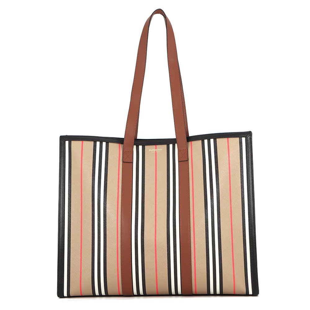 バーバリー トートバッグ ストライプ ブックトート PVC レザー 80730571 BURBERRY