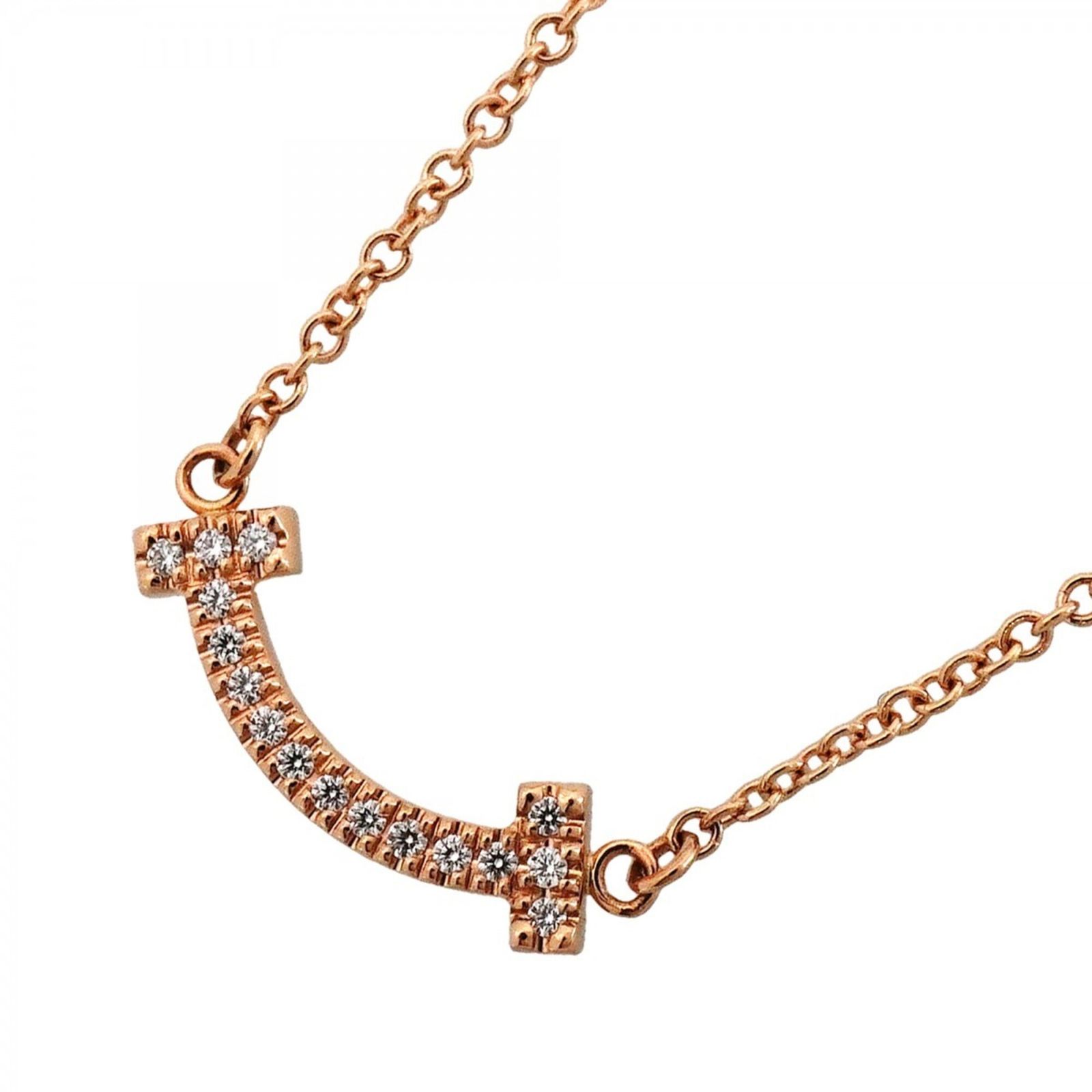 ティファニー(Tiffany) ティファニー ネックレス Tスマイル ミニ 18KPG ピンクゴールド ダイヤモンドレディース