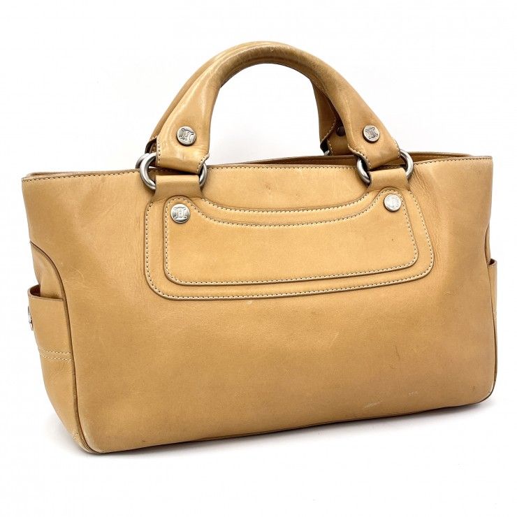 CELINE（セリーヌ）ブギーバッグ ヴィンテージ ハンドバッグ トートバッグ キャメル レザー シルバー金具 レディース BB00/75【中古】