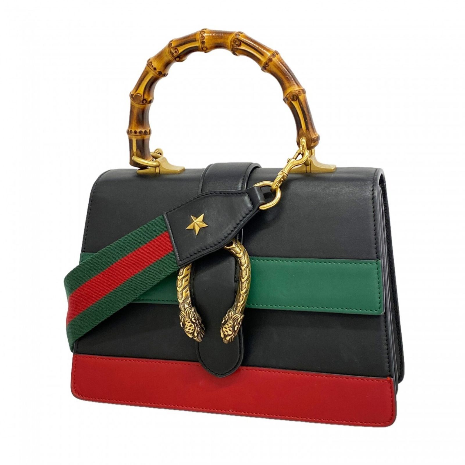 グッチ(Gucci) グッチ ハンドバッグ バンブー デュオニュソス 448075 レザー ブラック 2wayバッグレディース OP007460