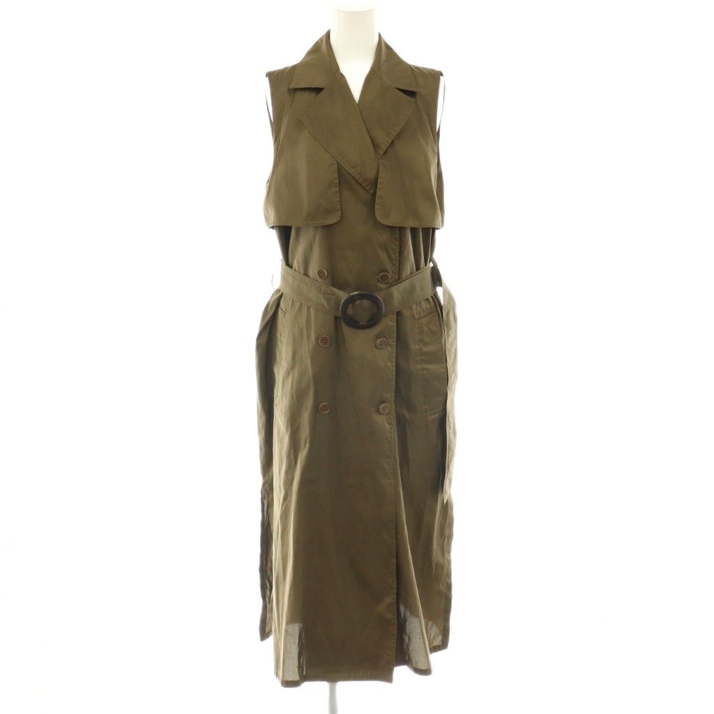 マックスマーラ MAX MARA ジレ トレンチワンピース ベルト付き シルク ロング ノースリーブ 40 カーキ /HS ■OS