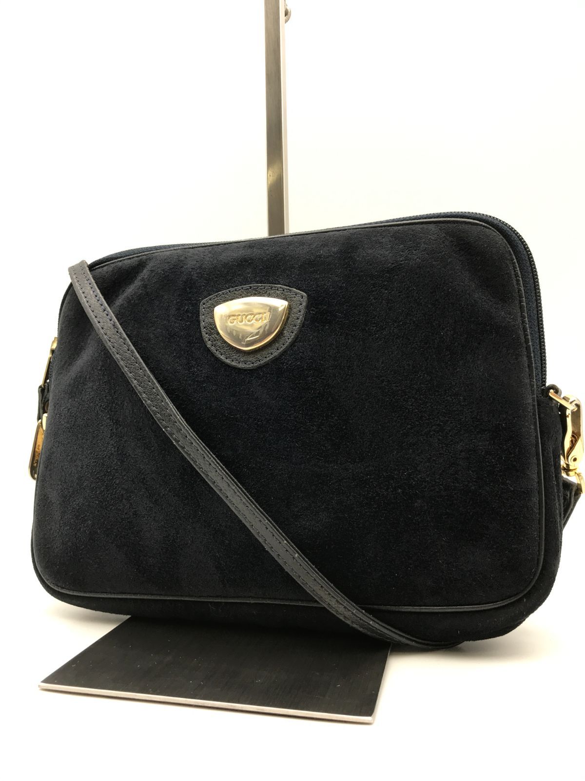 GUCCI　オールドグッチ　ショルダーバッグ　ミニ　スエード　ネイビー　403