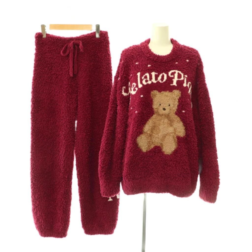 ジェラートピケ gelato pique セットアップ ホリデー スノーベアジャガードニット セーター パンツ F レッド マルチカラー PWNT255072 PWNP255074 /DO ■OS