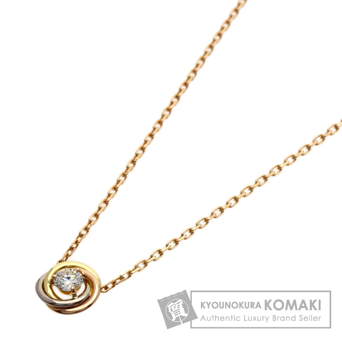 CARTIER カルティエ トリニティ 1P ダイヤモンド ネックレス K18YG K18WG K18PG レディース [中古]