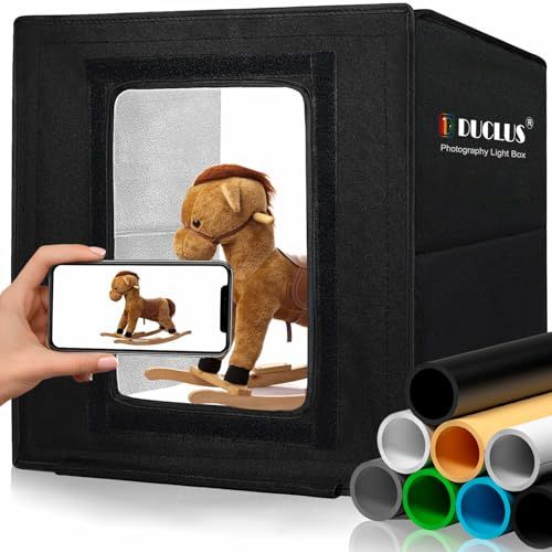 DUCLUS 撮影ボックス 30cm 撮影ブース 折りたたみ、Light Box 簡易 写真スタジオ 調光可能な120個のLEDライト、8枚背景 商品撮影用キット*vj 51d5edb4
