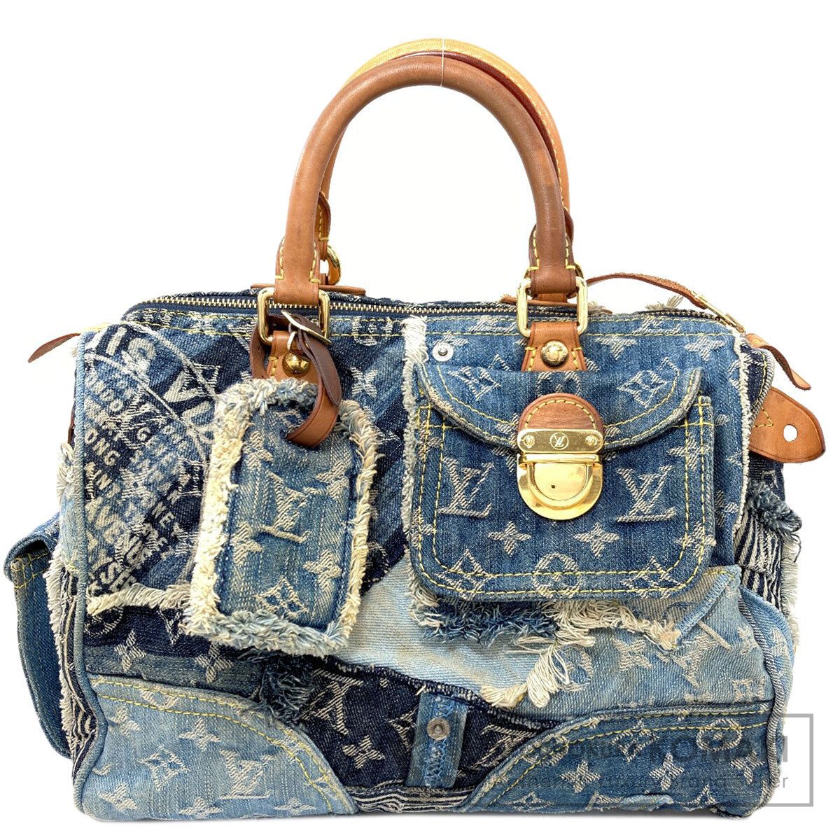 LOUIS VUITTON ルイヴィトン M95380 パッチワーク スピーディ30 ハンドバッグ デニム レディース [中古]