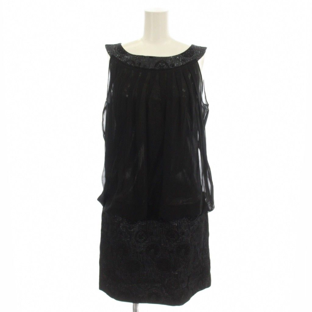 ヴィヴィアンタム VIVIENNE TAM ノースリーブ ワンピース ミニ シフォン 1 黒 ブラック 016-142241 /☆G