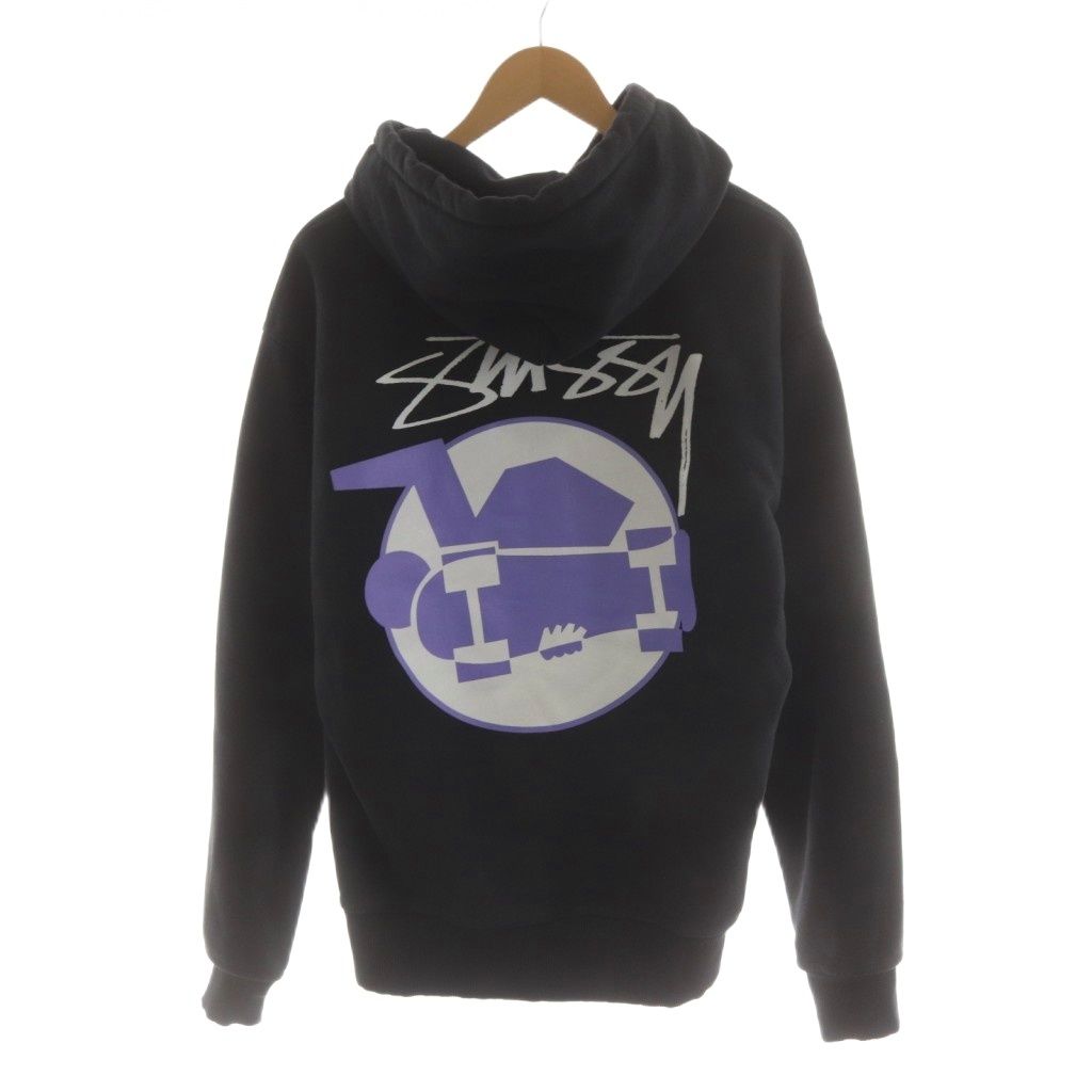 ステューシー STUSSY パーカー プルオーバー ロゴ プリント M 黒