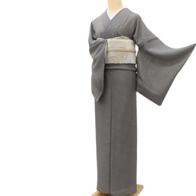 百華❀Y5095◇美品 縫い一ツ紋 正絹 居敷当て付き 手縫い仕立て 絽 鮫