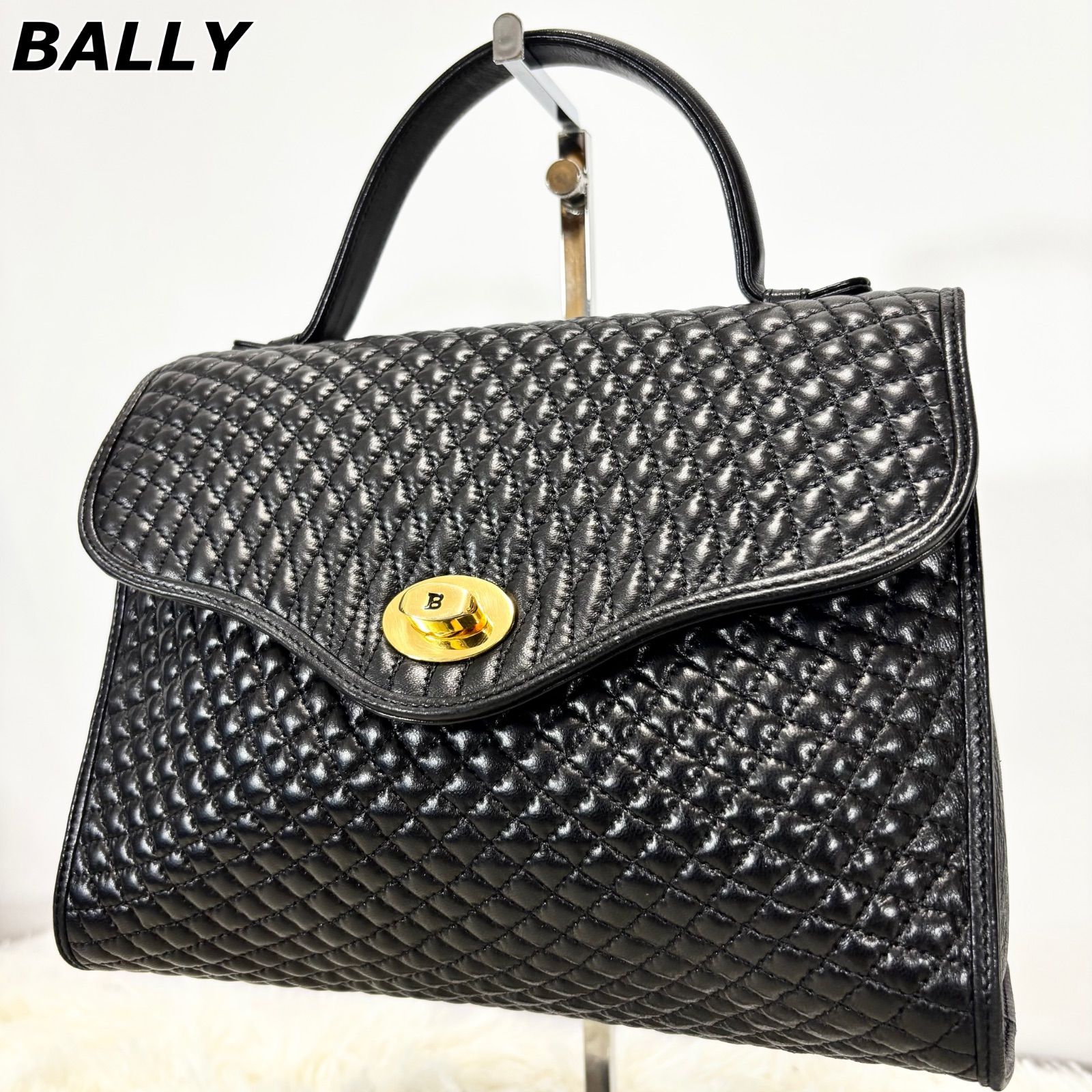 極美品】バリー BALLY ハンドバッグ キルティング ターンロック 手持ち 